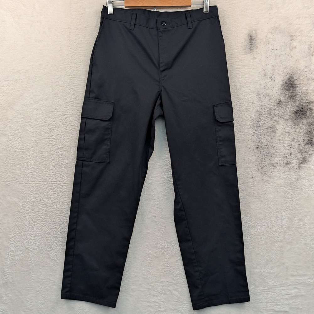 Genuine Dickies Cargo Pants Men's 33x32 Black Twill Straight Skate Leg Utility